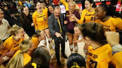 Record crowd sees #8 volleyball beat Arizona in four