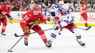 Red Wings open centennial weekend with 4-1 loss to Rangers