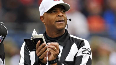 Referee Adrian Hill carted off with a leg injury