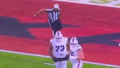 Referee Adrian Hill injured during Thursday Night Football game