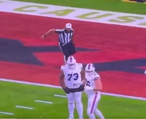 Referee Adrian Hill injured during Thursday Night Football game