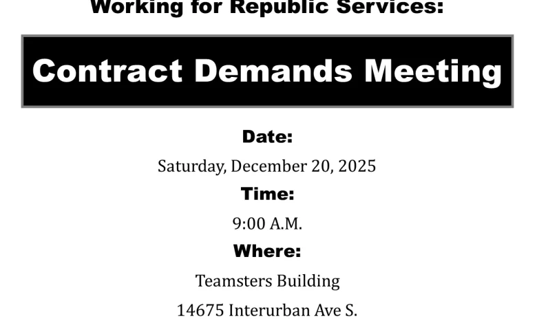 Republic Services Demands Meeting: 12/20/25 9AM
