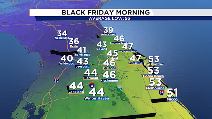 Return of the cold! Feels-like temps to drop to near freezing in parts of Central Florida