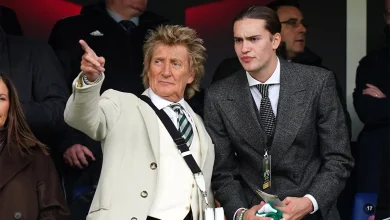Rod Stewart and model son Alastair make rare outing to watch Celtic