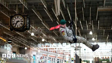 Royal Marines abseil into Waterloo for 'Poppy Day'