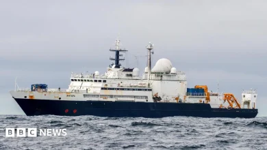 Russian spy ship on edge of UK waters, defence secretary says