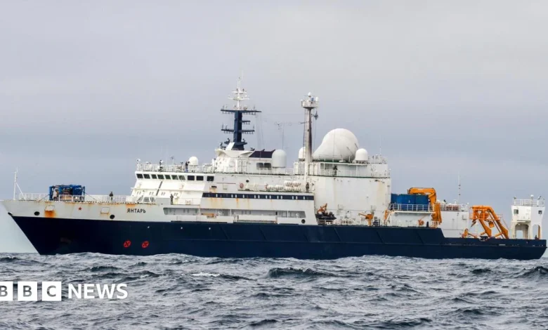 Russian spy ship on edge of UK waters, defence secretary says