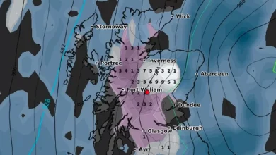 Scotland weather maps turn purple as the country braces for four day snowfall