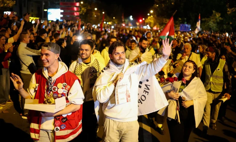 Serbia protests: Thousands gather as student-led movement marks anniversary of Novi Sad tragedy