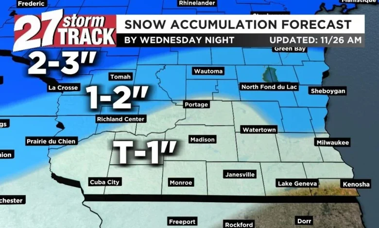 Snow and strong winds across southern Wisconsin