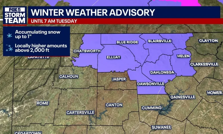 Snow expected in North Georgia; Winter Weather Advisory until 7a.m. Tuesday