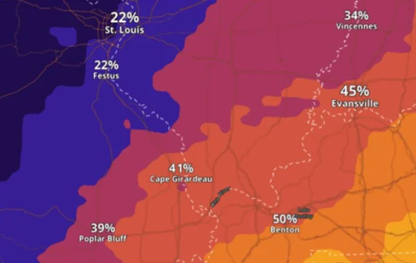 Snow forecast retreating into southern Illinois