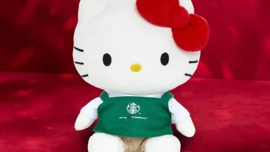 Starbucks Hello Kitty plushie, mug and cups are part of their 2025 Holiday collection