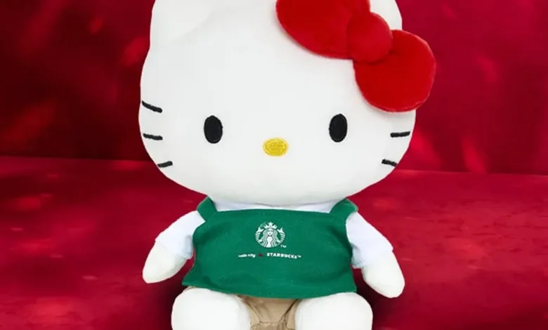Starbucks Hello Kitty plushie, mug and cups are part of their 2025 Holiday collection