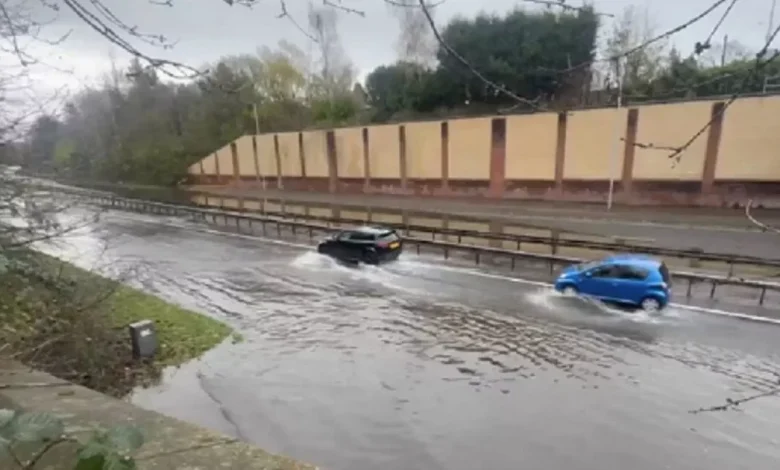 Storm Claudia flooding forces crucial Manchester Airport road to close
