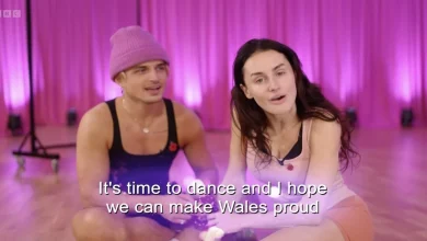 Strictly contestant Amber Davies teaches Welsh to dance partner Nikita