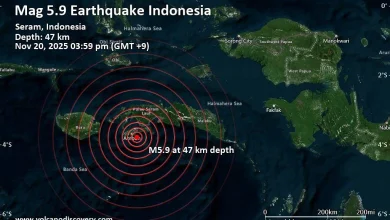 Strong mag. 5.8 earthquake - Banda Sea, 26 km east of Pulau Ambon Island, Maluku, Indonesia, on Thursday, Nov 20, 2025, at 03:59 pm (Jayapura time)
