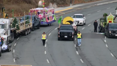 TODAY! Santa Claus Parade floats readying along Notre Dame