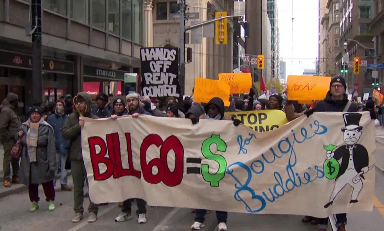 Tenants, housing advocates rally at Queen’s Park against Bill 60