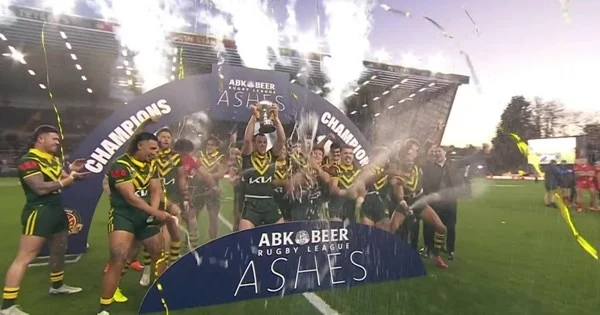 The Kangaroos celebrate their series win