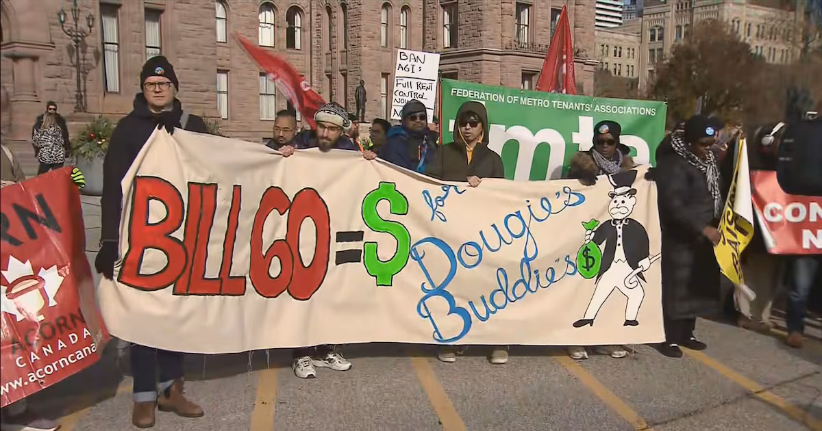 Thousands of tenants march to Queen’s Park to protest Bill 60 on National Housing Day