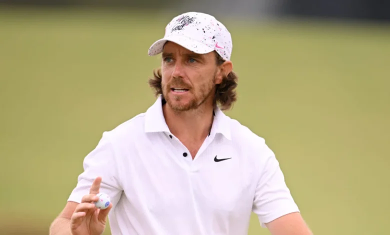 Tommy Fleetwood reacts to the DP World Tour announcing the Rory McIlroy Award