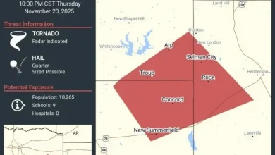 Tornado Alert Issued for Smith, Cherokee, Rusk Counties