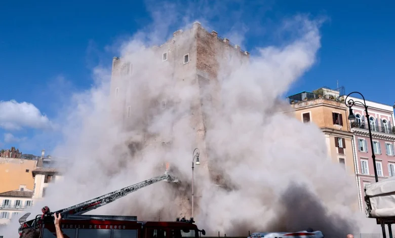 Torre dei Conti: Worker trapped after medieval tower collapses during renovation work in Rome