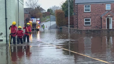 Train services cancelled and roads closed as heavy rain causes flooding | ITV News