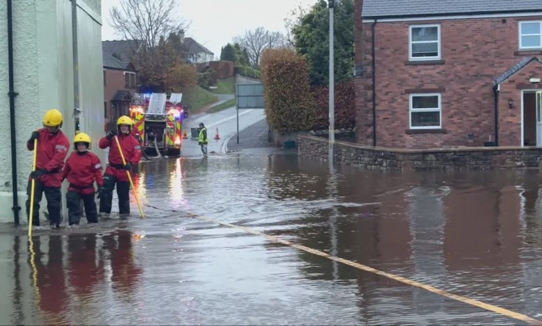 Train services cancelled and roads closed as heavy rain causes flooding | ITV News
