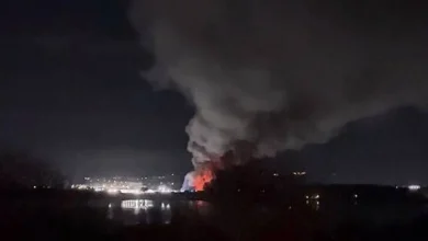 Trucks destroyed as fire services tackle major warehouse blaze in Little Island