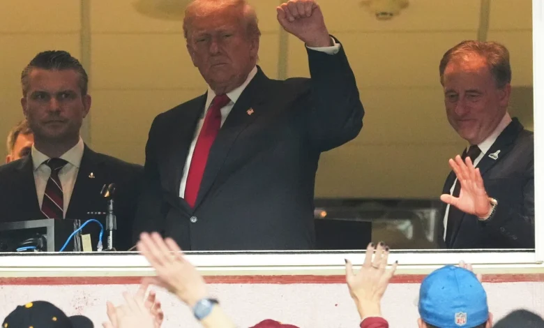 Trump booed as he becomes the first sitting US president at a regular-season NFL game since Carter