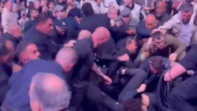 UFC 322 start interrupted by massive Dillon Danis vs. Team Khabib brawl