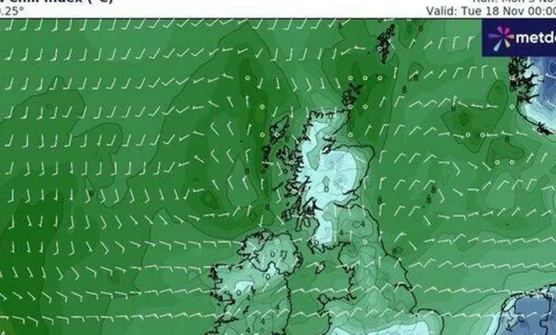 UK weather maps turn icy blue as big -1C freeze to hit 8 counties in days