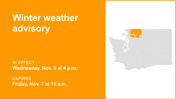 UPDATE: Winter weather advisory for Cascades of Whatcom and Skagit counties until Friday morning