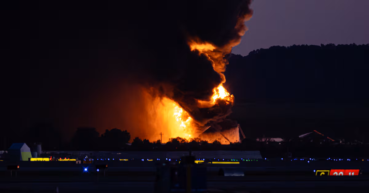 UPS plane crashes on takeoff from Louisville, Kentucky, airport, igniting huge fire on ground