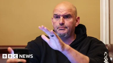 US senator John Fetterman jokes from hospital after fall