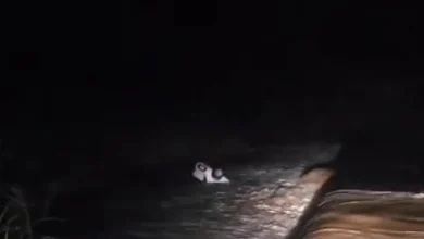 Une voiture emportée par la rivière Lézarde au gué de Presqu'Île à Saint-Joseph