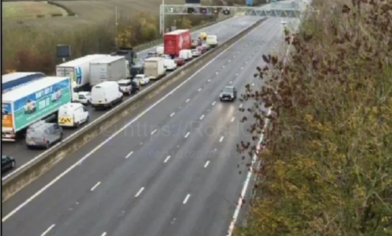 Updates: M1 closed northbound J30 after collision and spillage