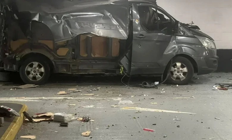 Van explosion leaves man in hospital after "massive blast" in shopping centre car park