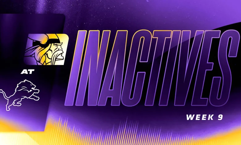 Vikings vs. Lions Inactives for Week 9 of 2025