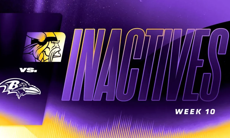 Vikings vs. Ravens Inactives for Week 10 of 2025