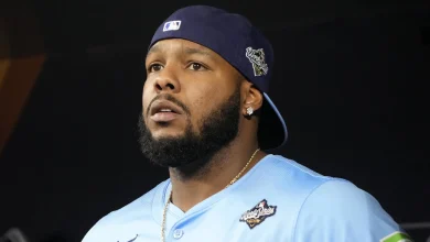 Vlad Guerrero Jr.’s wife Nathalie stuns in preppy ‘27’ fit for Blue Jays’ Game 6