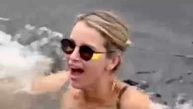 Vogue Williams strips to bikini for icy dip ahead of I'm A Celebrity stint
