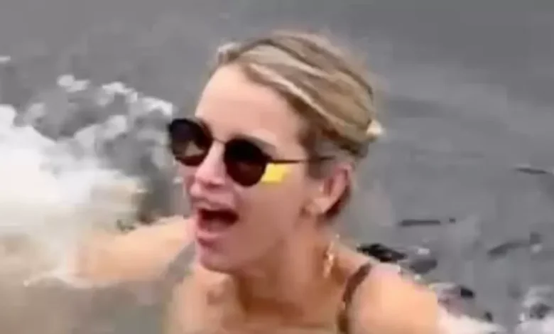 Vogue Williams strips to bikini for icy dip ahead of I'm A Celebrity stint