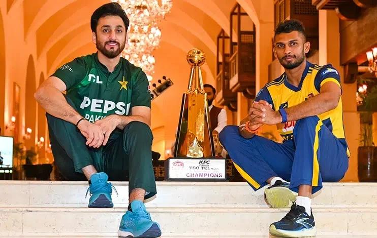 WATCH: Agha, Shanaka pose with Trophy ahead of tri-series final