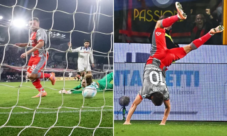 Watch Jamie Vardy's incredible acrobatic celebration as Premier League legend scores first Serie A goal at 38