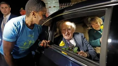 Watch: Runners give Michael D Higgins guard of honour as he departs Áras for final time as President