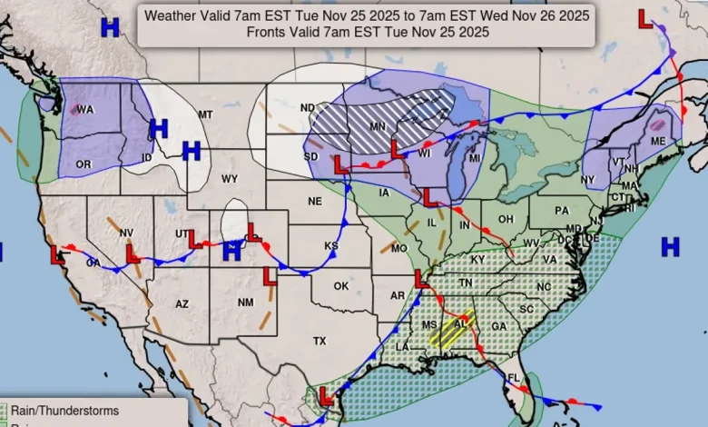 Watch out for snow? Thanksgiving forecast warns of bad weather.