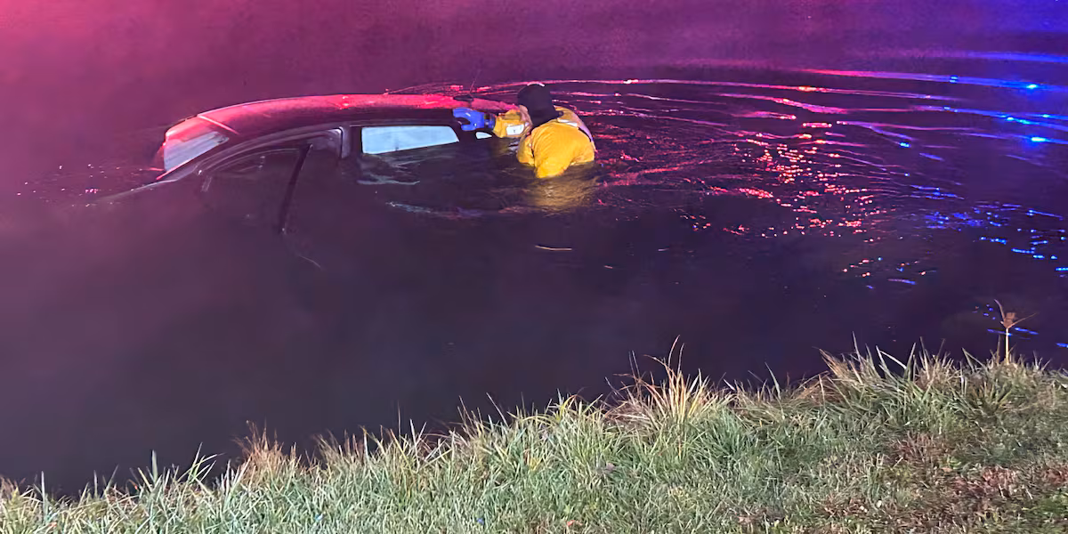West Chester fire lieutenant saves elderly man who crashed into pond